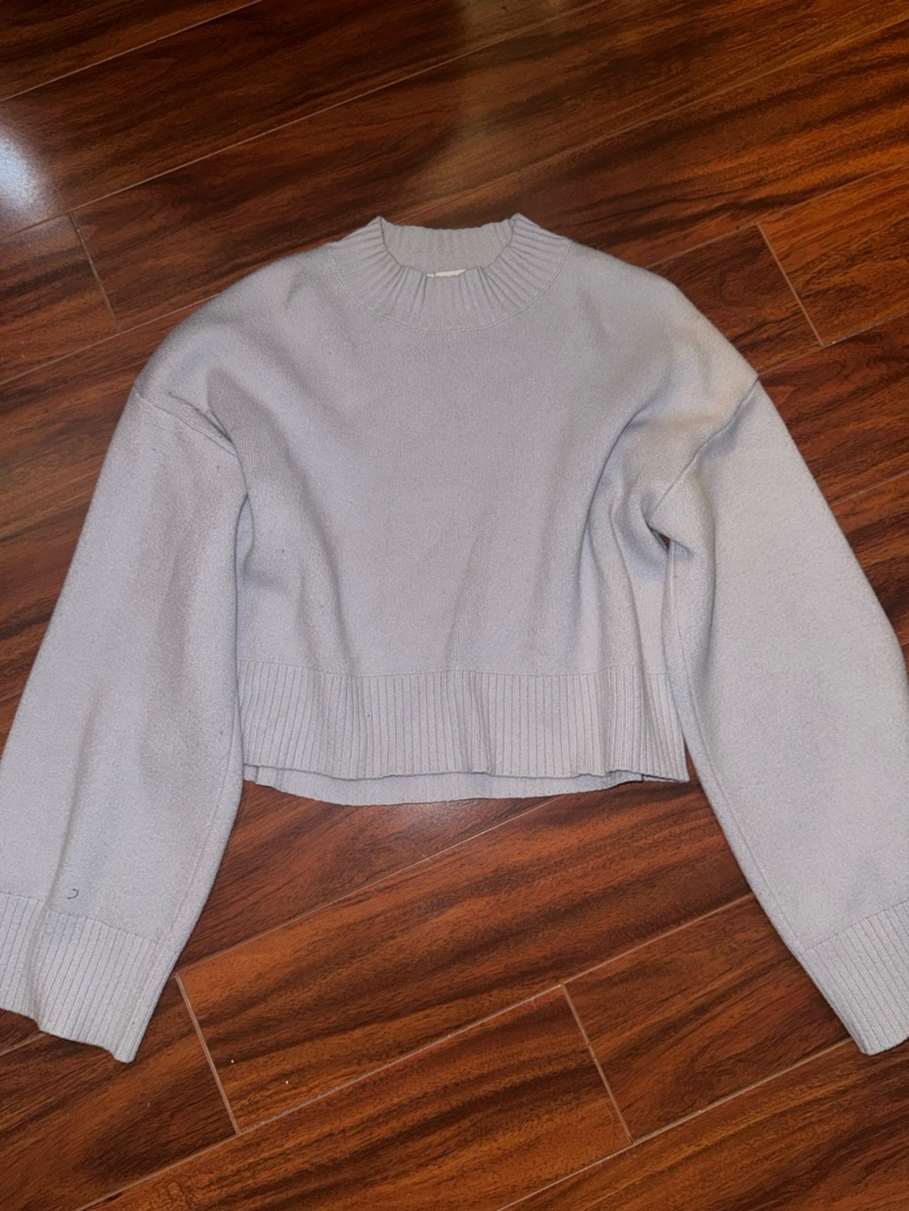 Zara Mid Cropped Light Lavender Crewneck Sweater